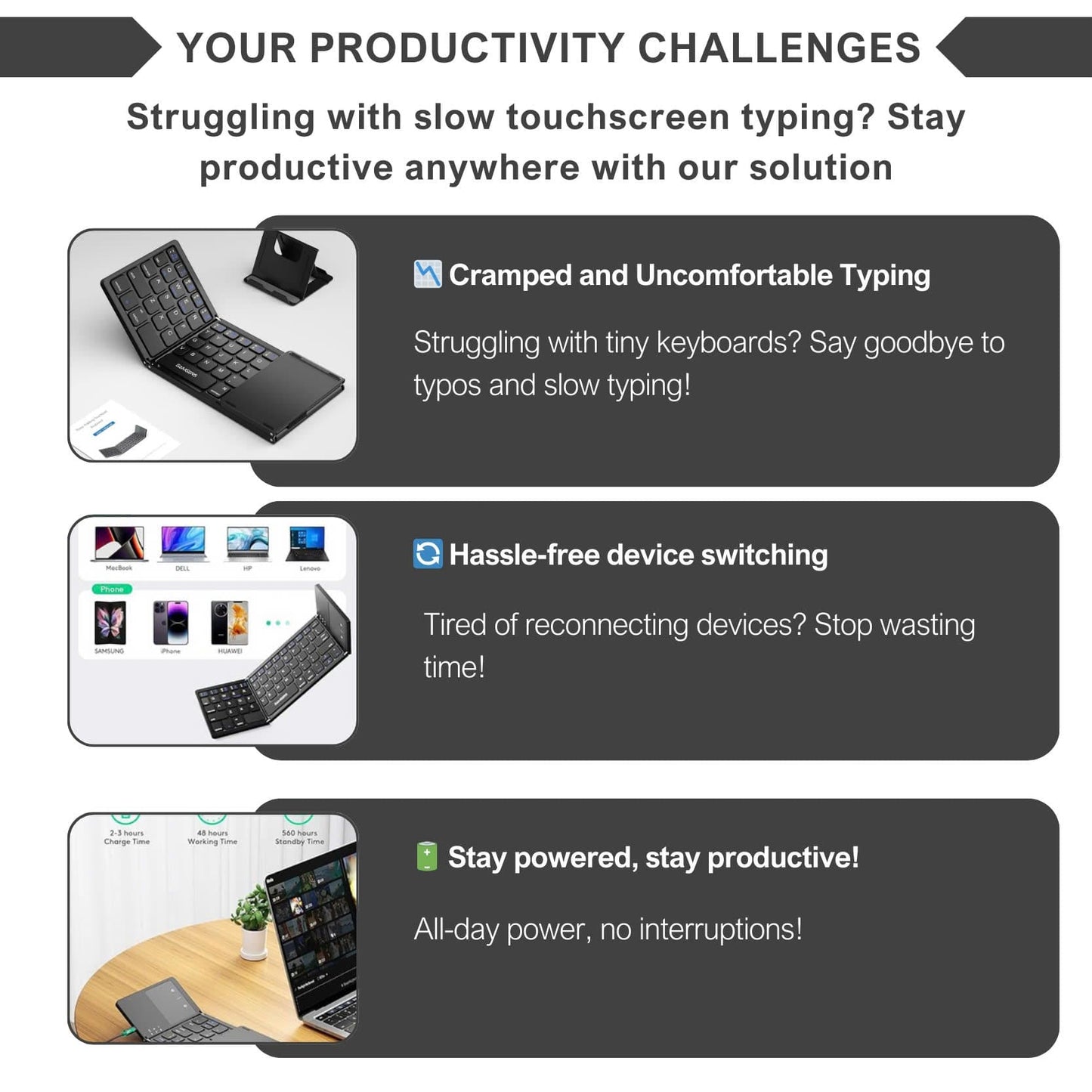 Alpohub™ FlexFold Keyboard – Compact Bluetooth Keyboard with Touchpad