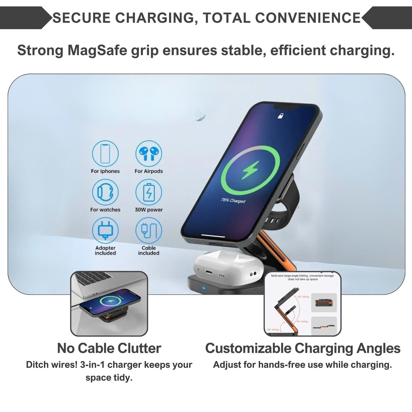 Alpohub™ PowerHub 3-in-1 Wireless Charger