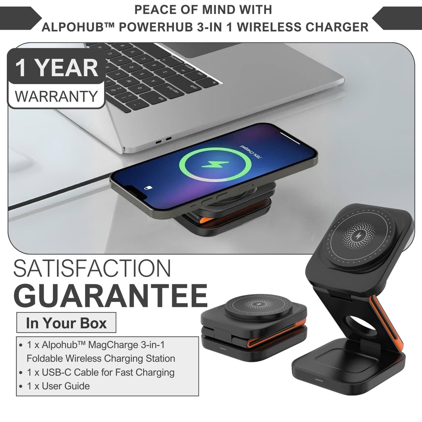 Alpohub™ PowerHub 3-in-1 Wireless Charger