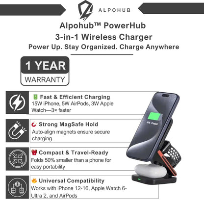 Alpohub™ PowerHub 3-in-1 Wireless Charger