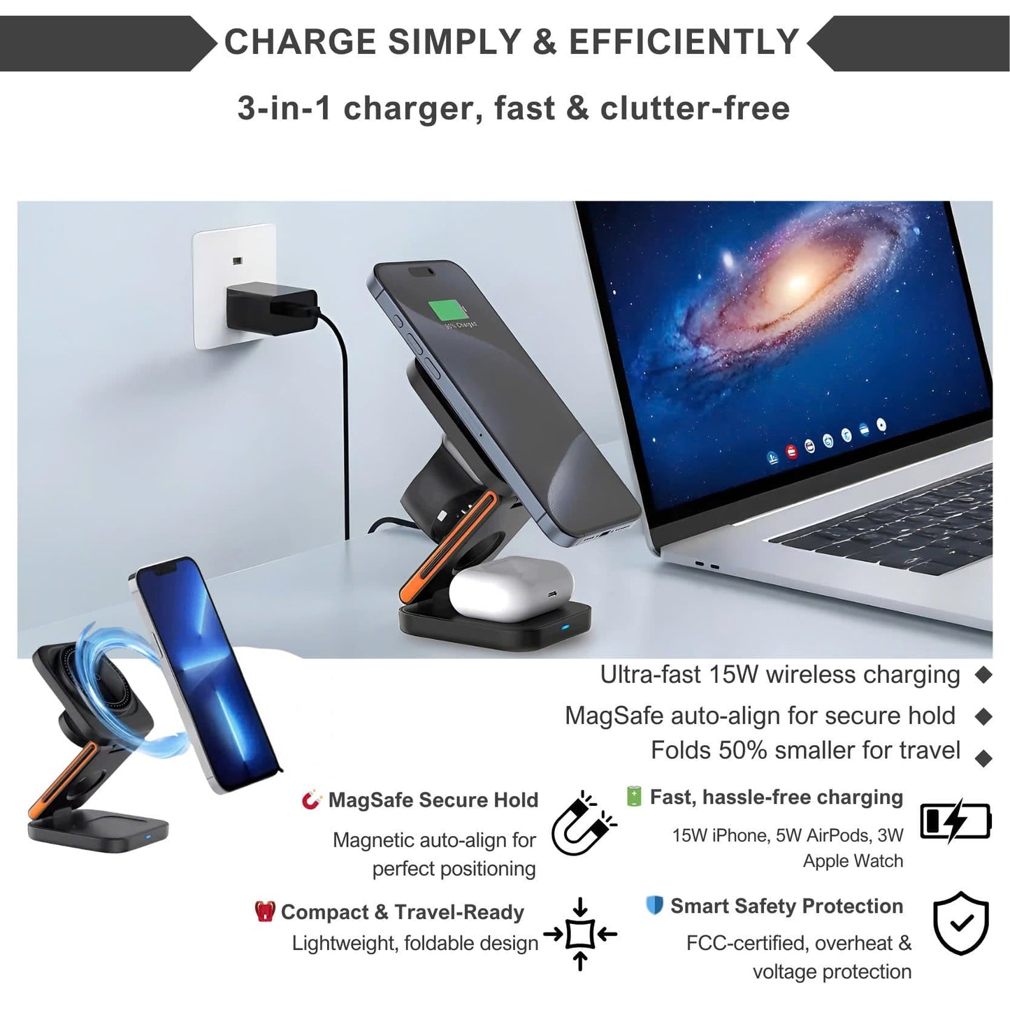 Alpohub™ PowerHub 3-in-1 Wireless Charger