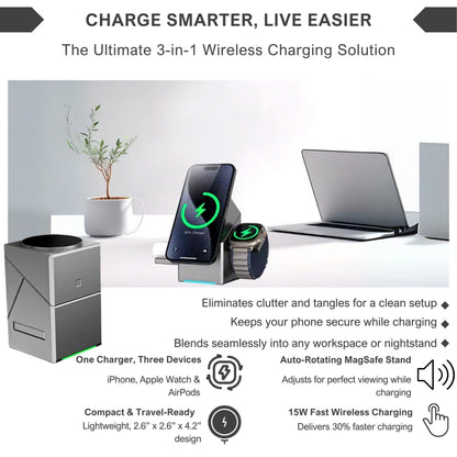 Alpohub™ CubeCharge 3-in-1 Wireless Charging Station